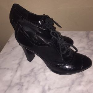 Black patent leather heels